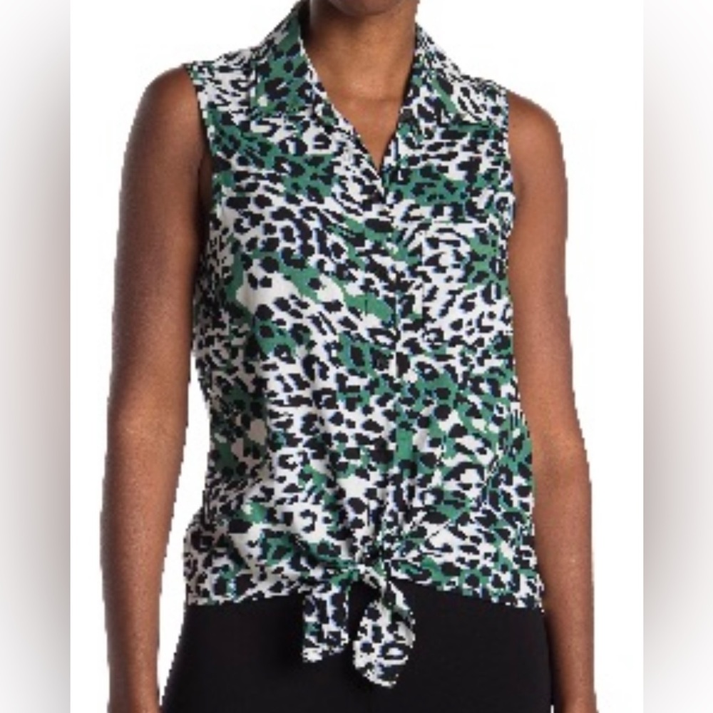 beachlunchlounge Janera Print Tie Front Rayon Top